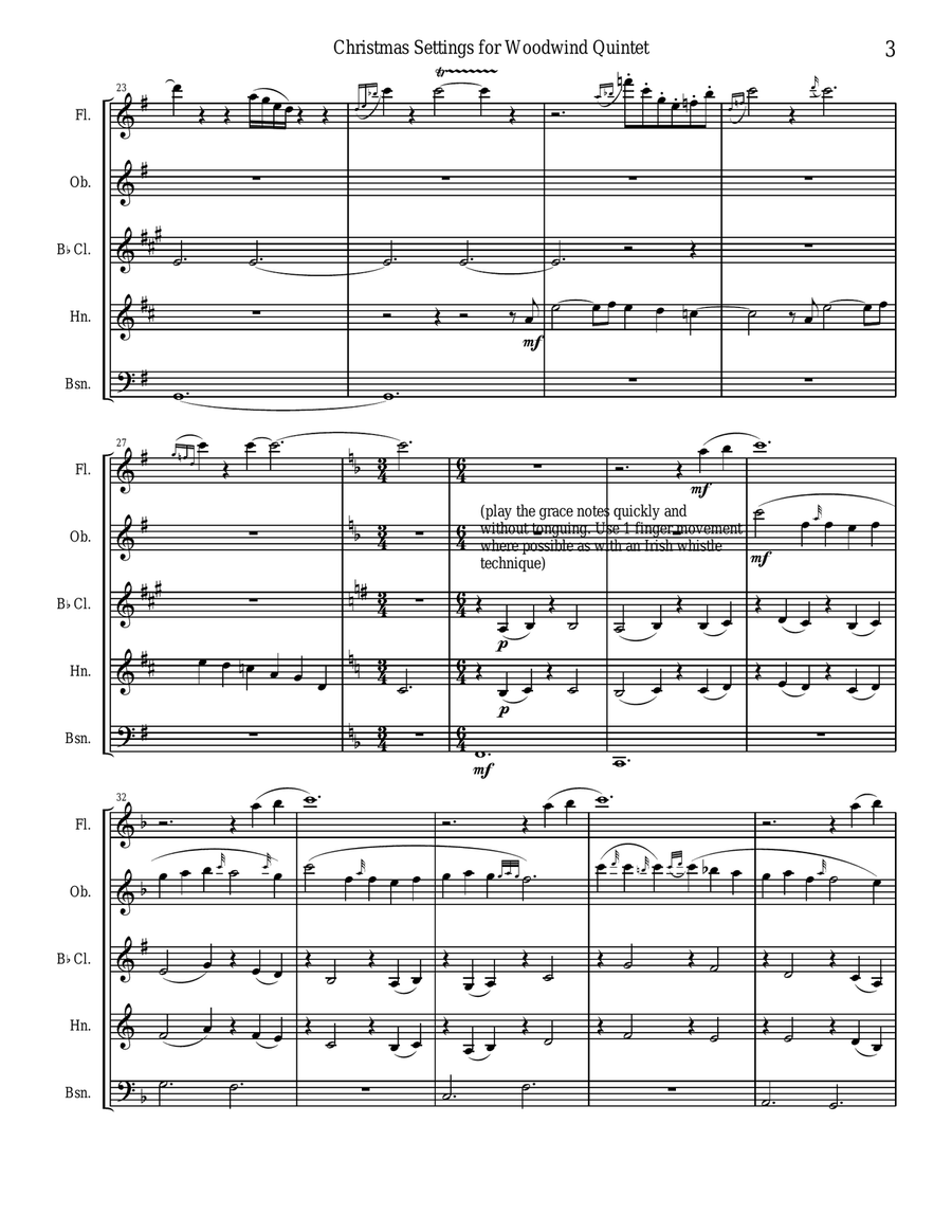 Christmas Settings for Woodwind Quintet Woodwind Quintet scores gallery preview page 3