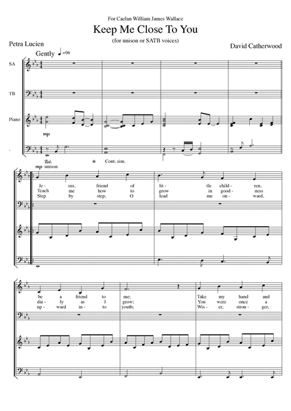 Keep Me Close To You (for SATB voices, accompanied) image number null