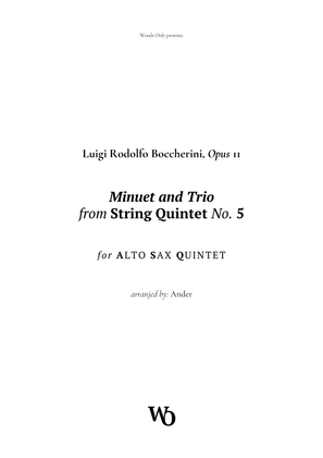 Book cover for Minuet by Boccherini for Alto Sax Quintet
