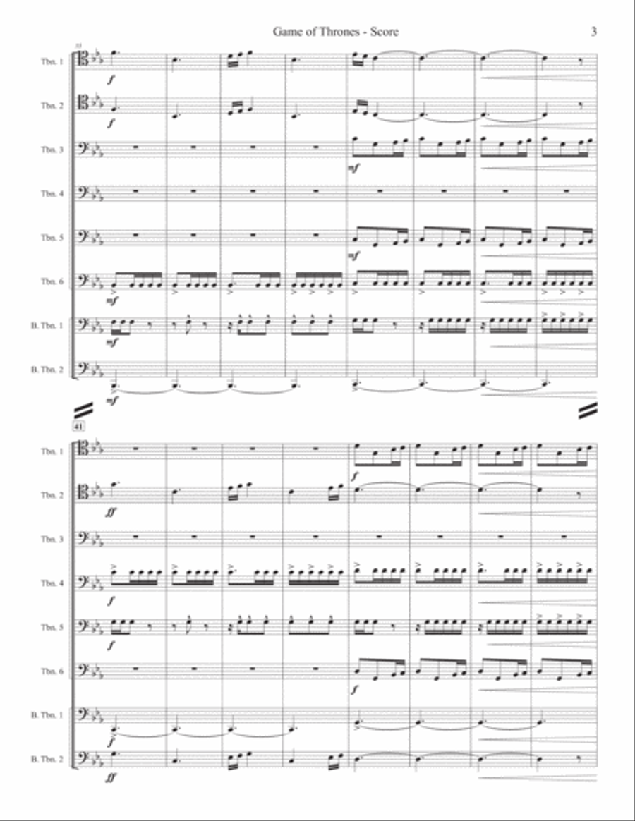 Game Of Thrones Brass Ensemble scores gallery preview page 3
