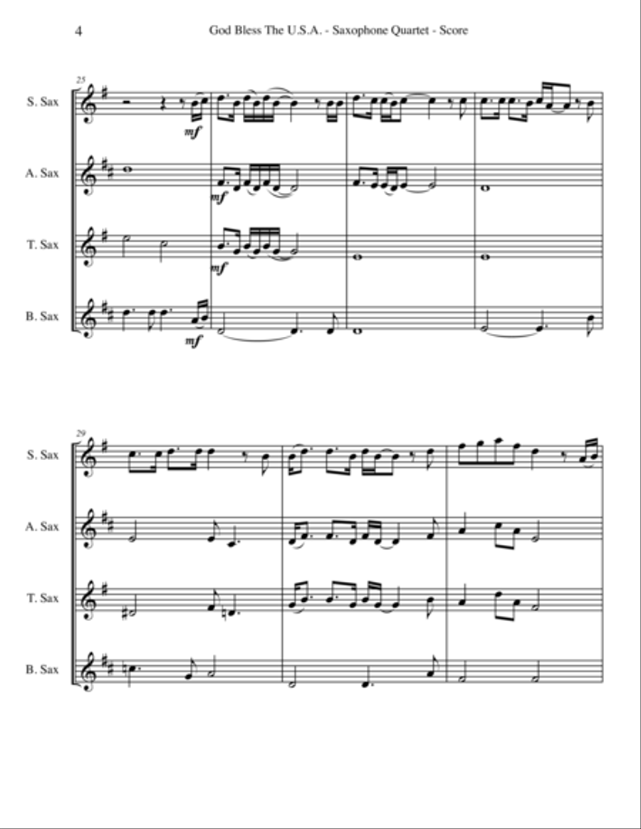 God Bless The U.S.A. God Bless The U.S.A. Woodwind Quartet scores gallery preview page 4