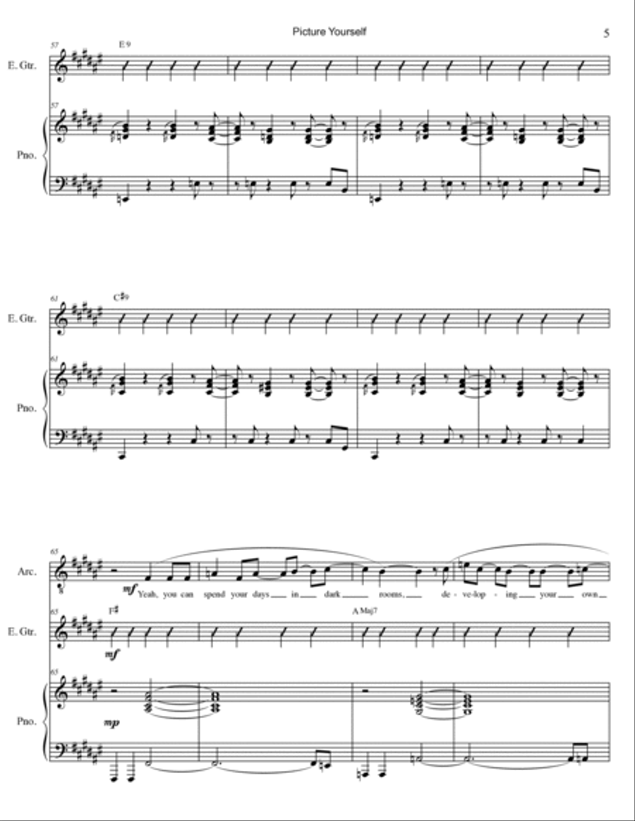 Picture Yourself Piano, Vocal, Guitar scores gallery preview page 5