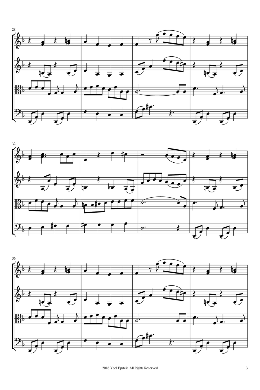 Hayu Leilot - Israeli folksong for string quartet String Quartet scores gallery preview page 6