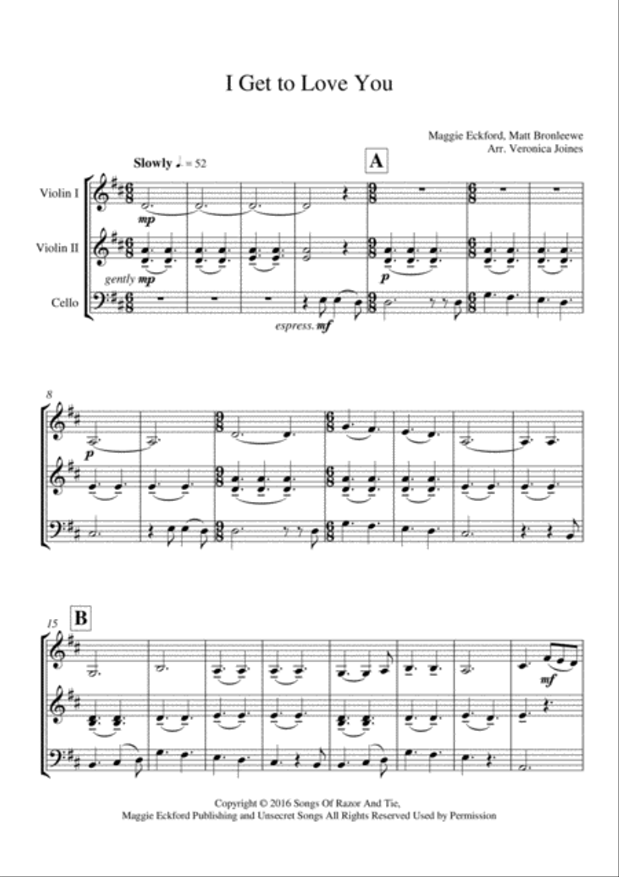 I Get To Love You String Trio scores gallery preview page 2