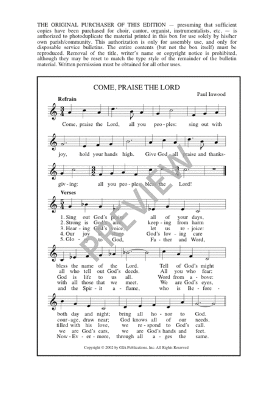 Come, Praise the Lord Come, Praise the Lord 4-Part scores gallery preview page 7