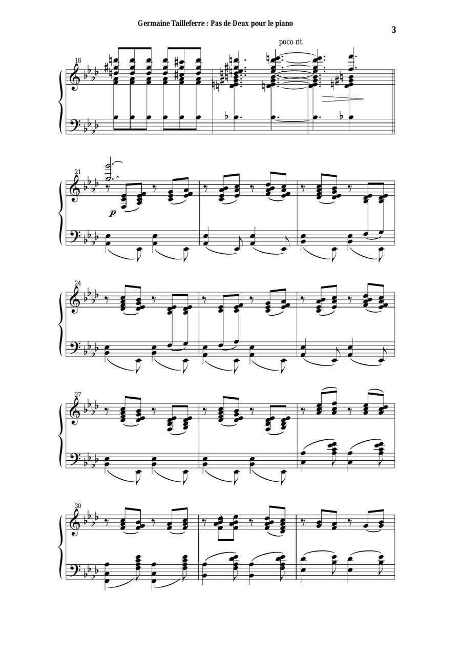 Germaine Tailleferre - Pas de Deux for piano Piano Solo scores gallery preview page 3