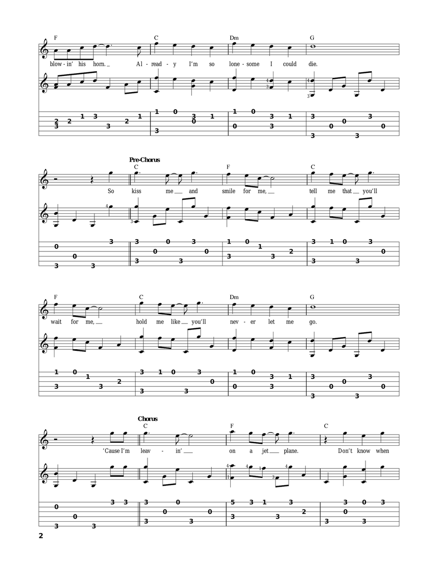 Leaving On A Jet Plane Leaving On A Jet Plane Acoustic Guitar scores gallery preview page 2