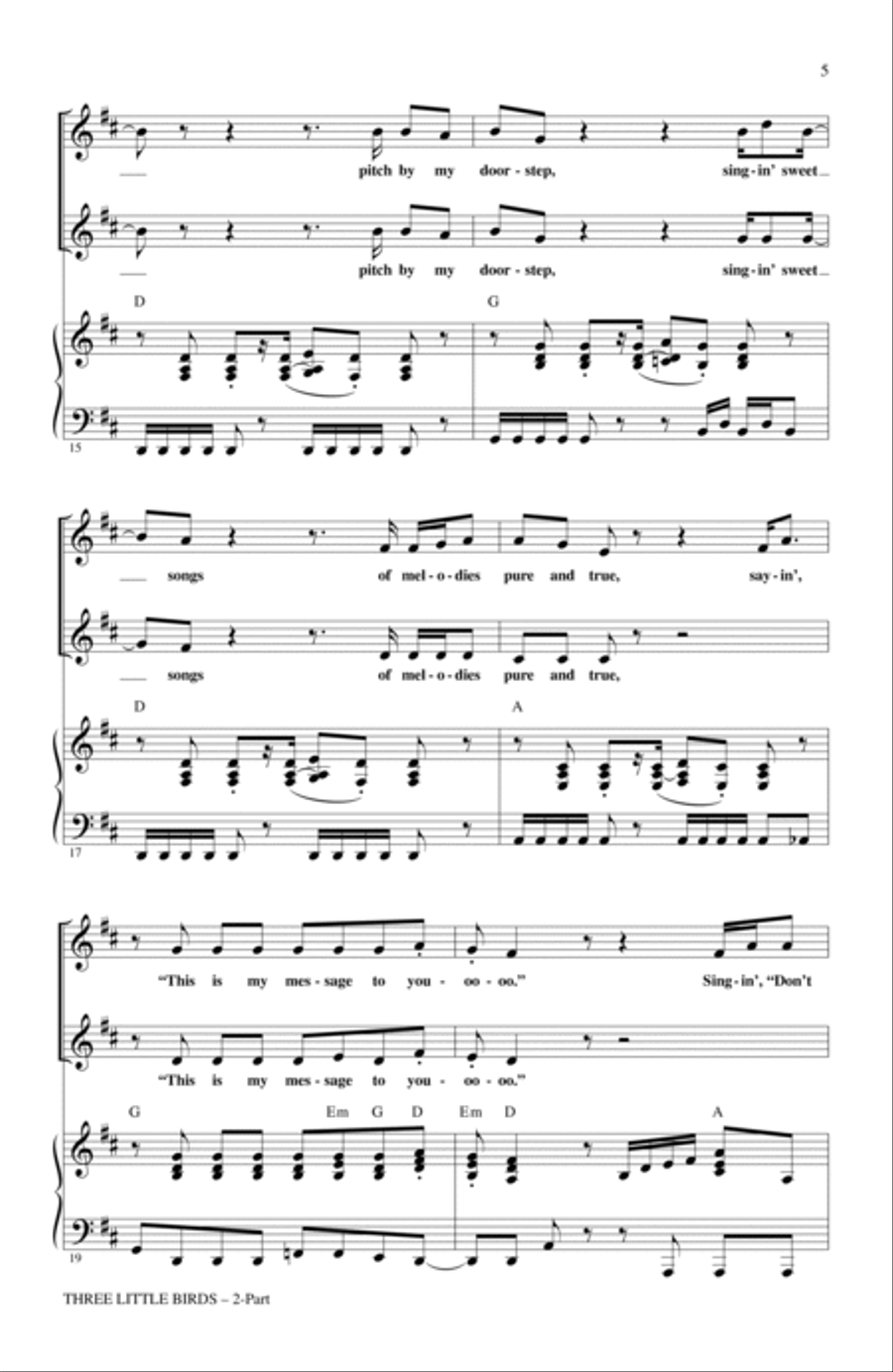 Three Little Birds (arr. Audrey Snyder) 2-Part scores gallery preview page 3