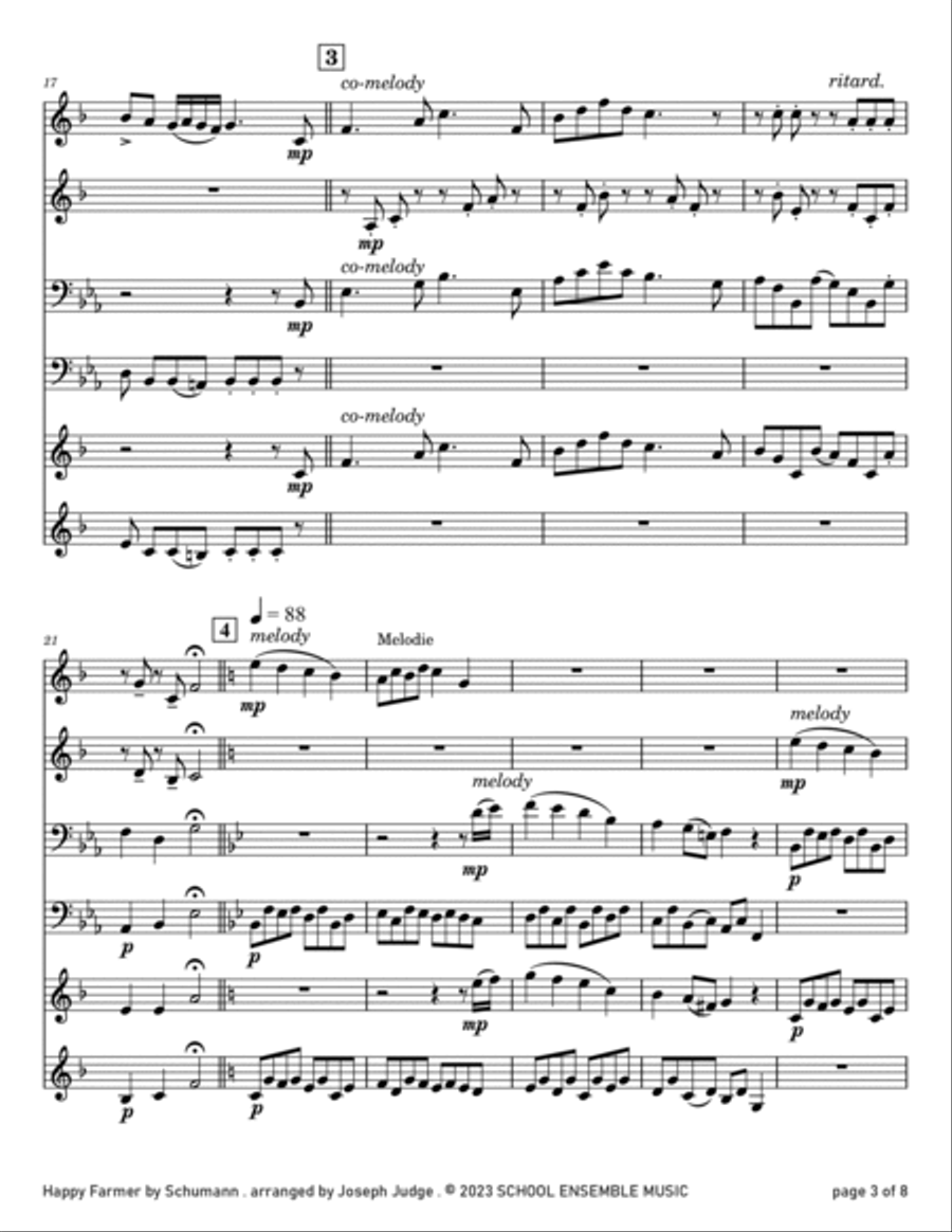 Happy Farmer by Schumann for Brass Quartet in Schools Brass Quartet scores gallery preview page 3