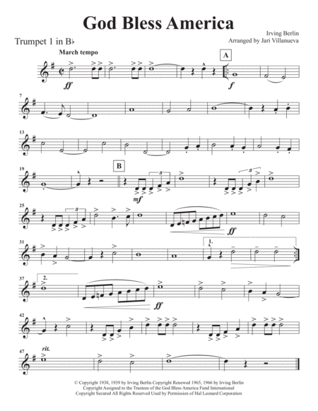 God Bless America by Celine Dion Brass Ensemble - Digital Sheet Music