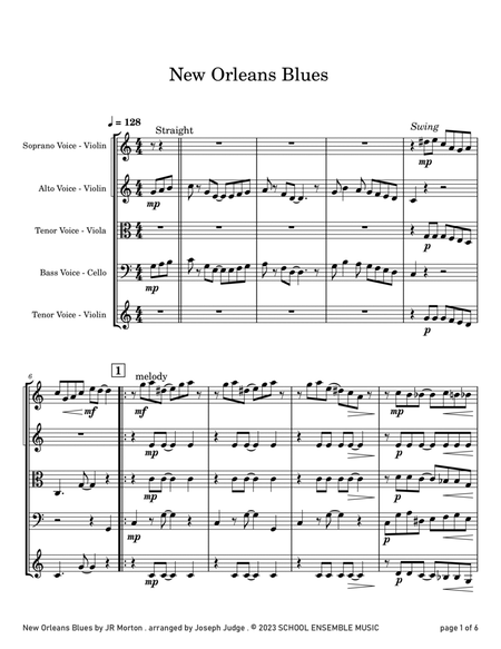 New Orleans Blues by Morton for String Quartet in Schools image number null