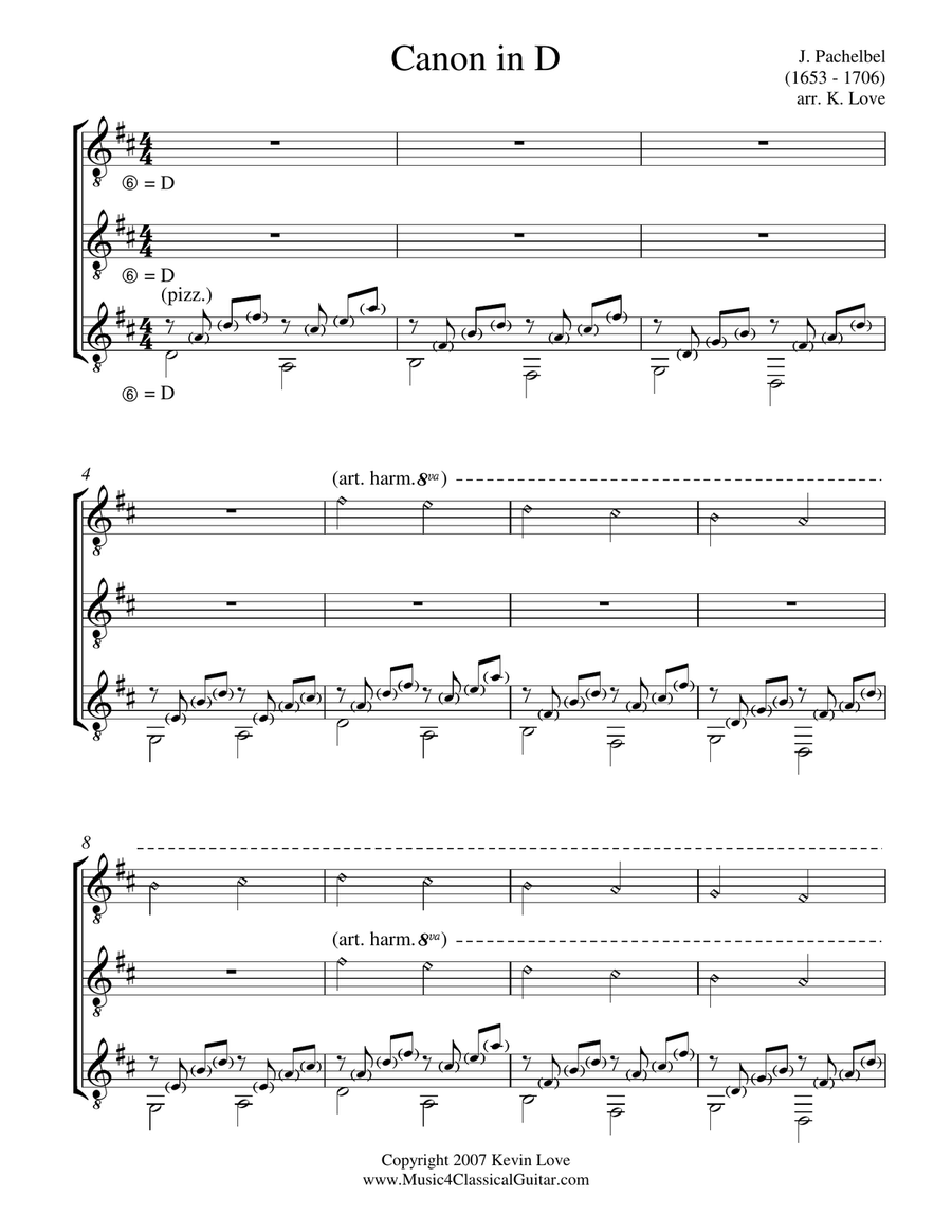 Canon in D (Guitar Trio) - Score and Parts image number null