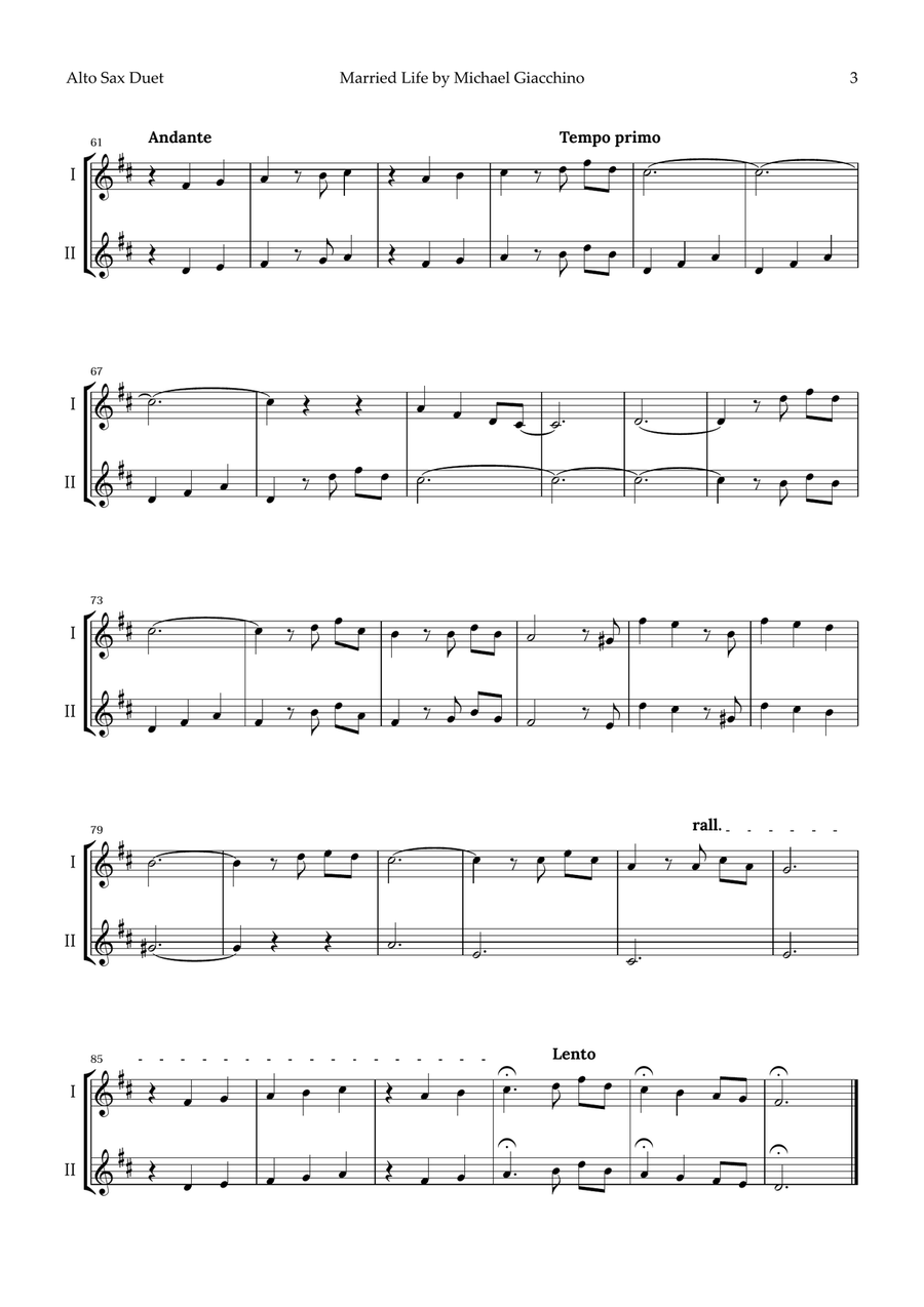 Married Life Woodwind Duet scores gallery preview page 3