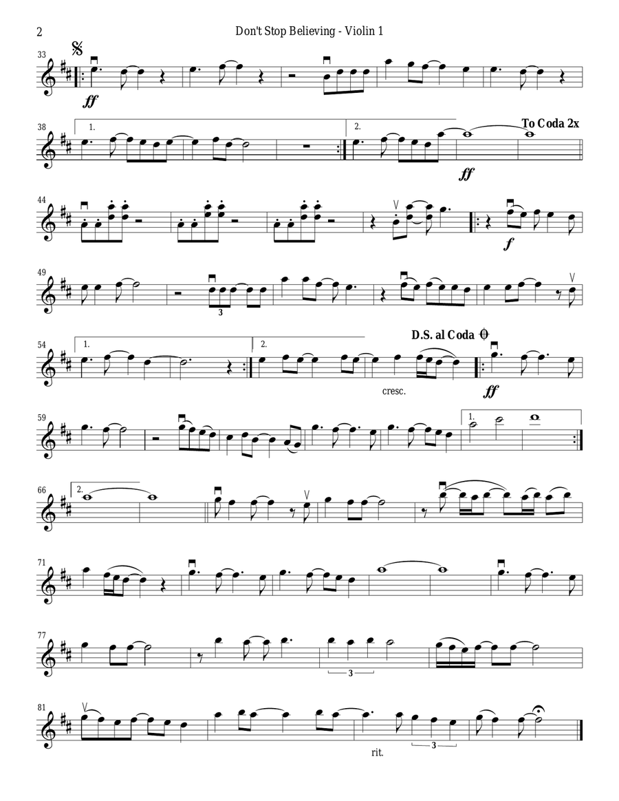 Don't Stop Believin' String Quartet scores gallery preview page 2