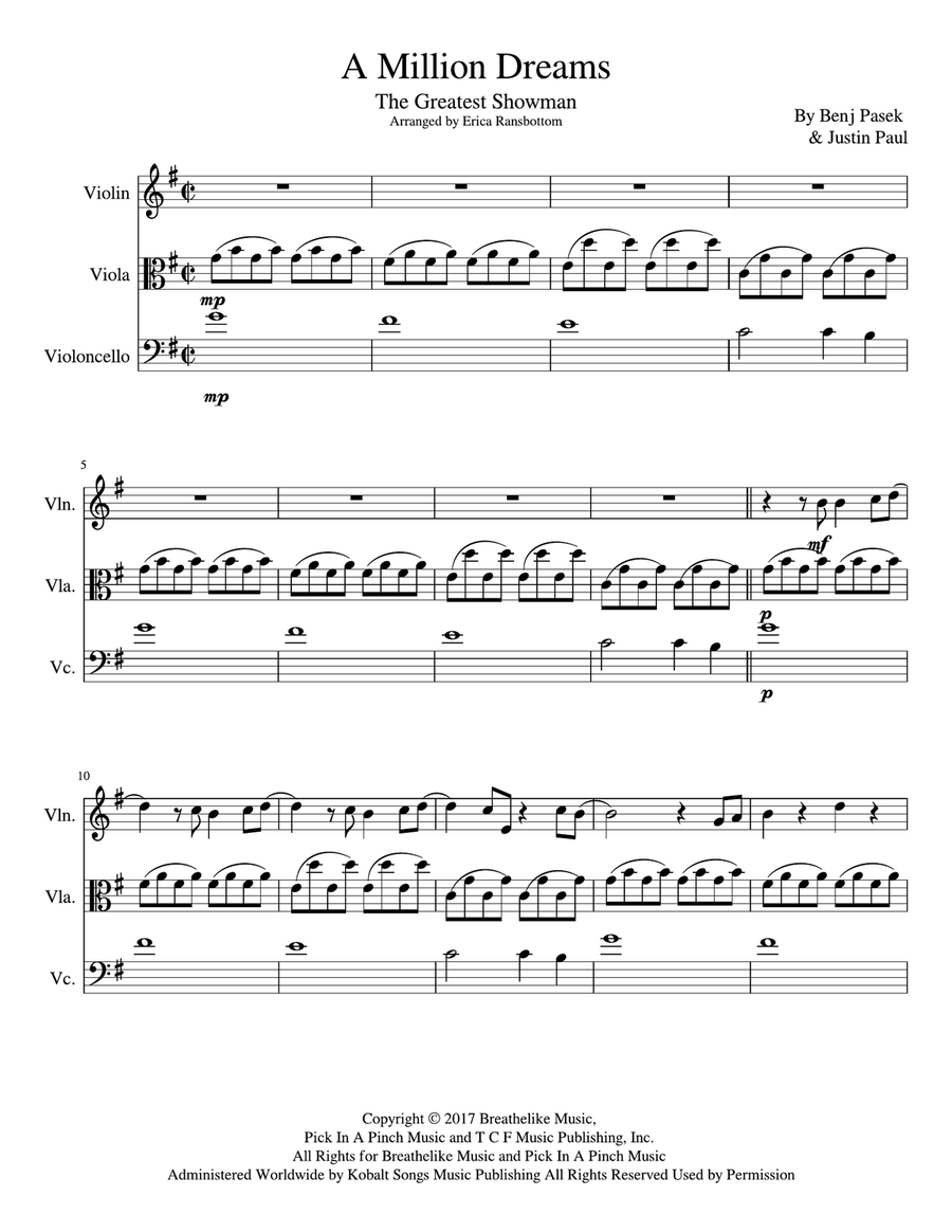 A Million Dreams A Million Dreams String Trio scores gallery preview page 1