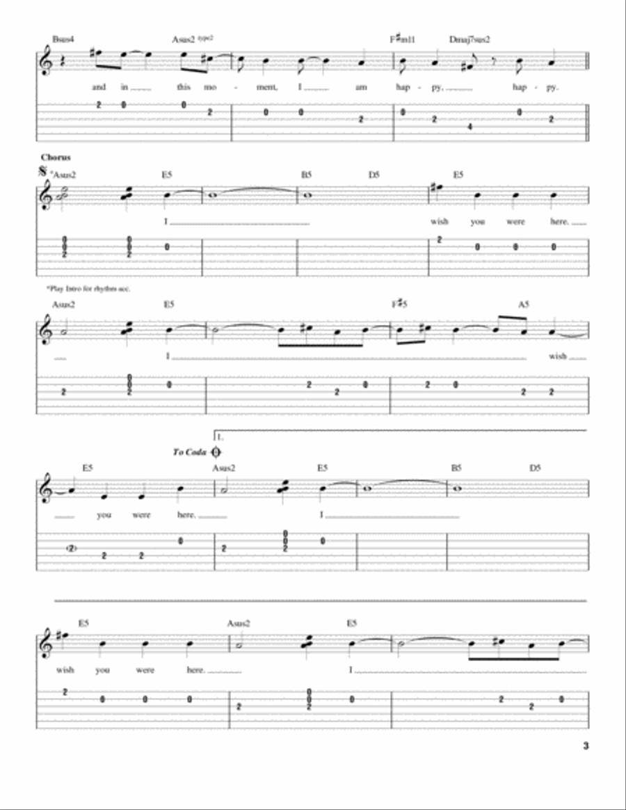 Wish You Were Here Acoustic Guitar scores gallery preview page 3