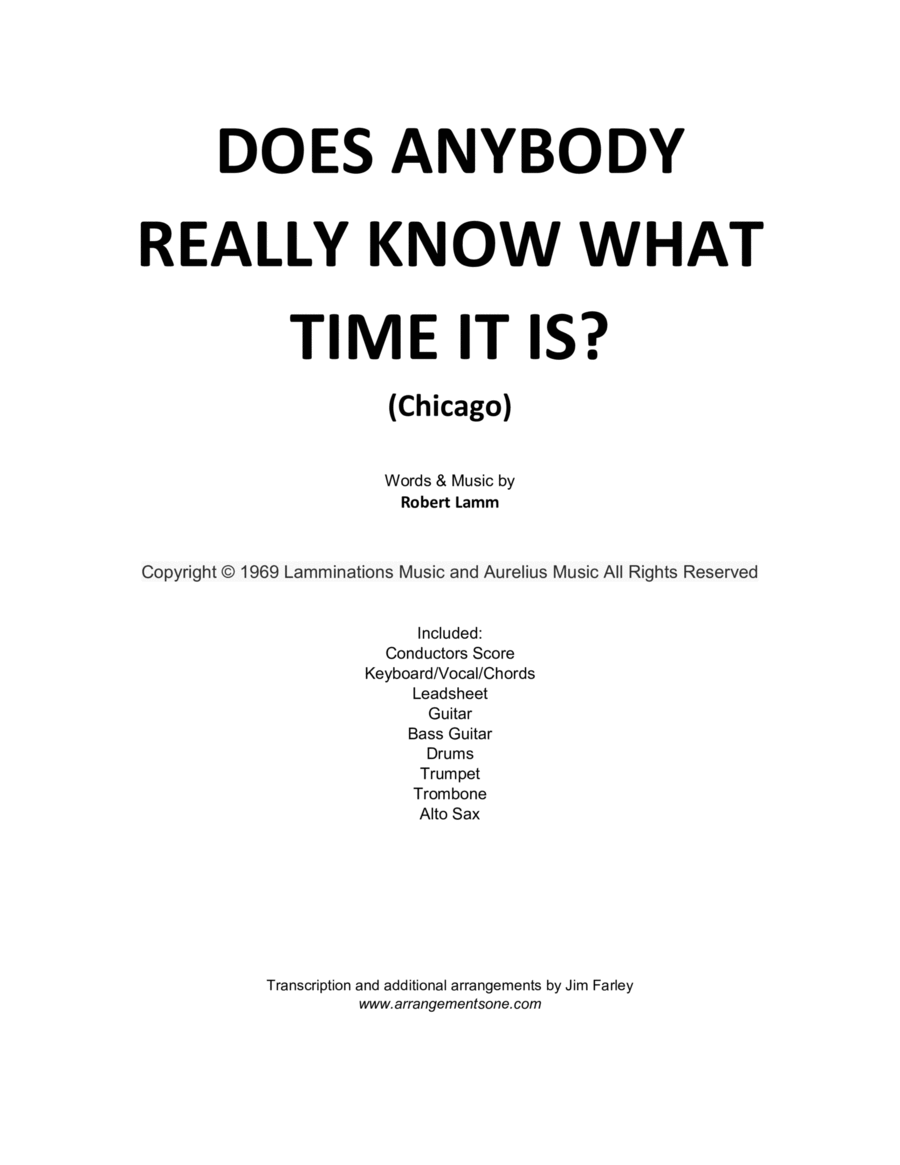 Does Anybody Really Know What Time It Is? Alto Saxophone scores gallery preview page 1