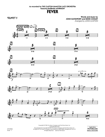 Fever (Key: G min) - Trumpet 3