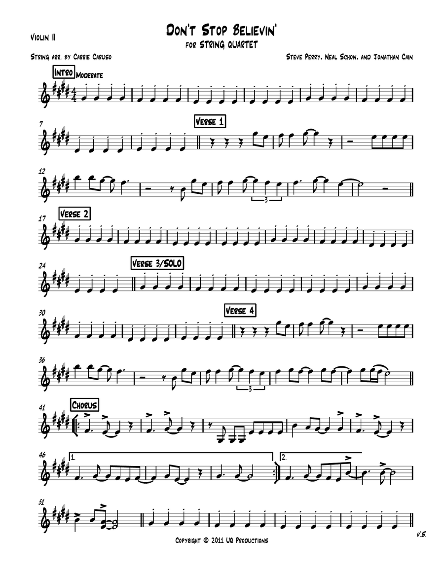 Don't Stop Believin' String Quartet scores gallery preview page 6