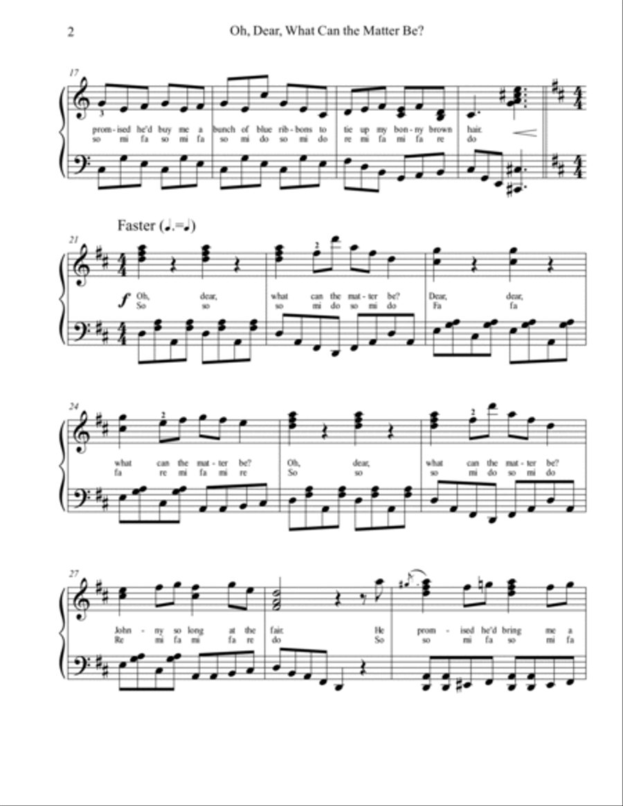 Oh Dear What Can the Matter Be? (Johnny So Long at the Fair) Voice scores gallery preview page 2