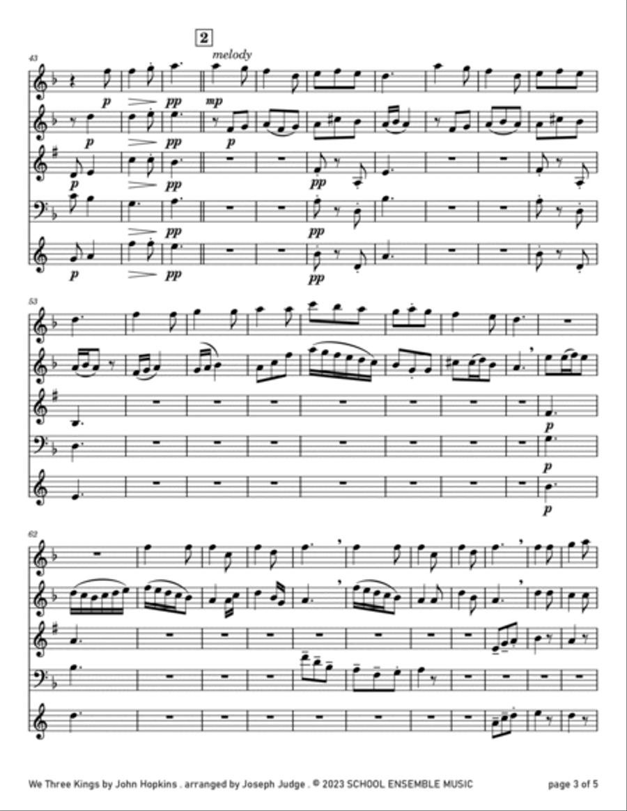 We Three Kings for Woodwind Quartet in Schools Woodwind Quartet scores gallery preview page 3