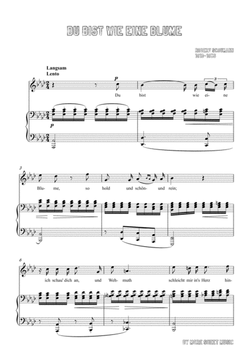 Schumann-Du bist wie eine Blume in A flat Major,for Voice and Piano image number null