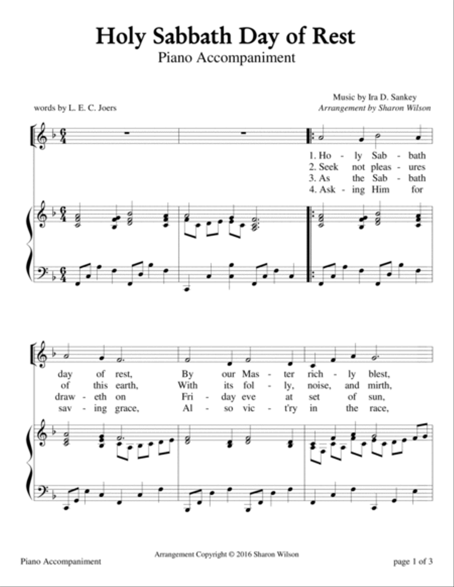 Holy Sabbath Day of Rest (Sabbath Celebration) High Voice scores gallery preview page 2