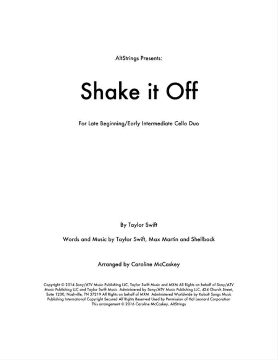 Shake It Off String Duet scores gallery preview page 1