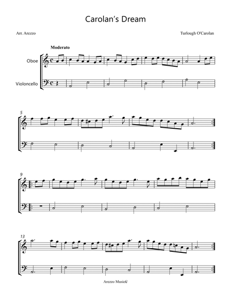 carolan's dream - oboe and cello sheet music turlough'o carolan image number null
