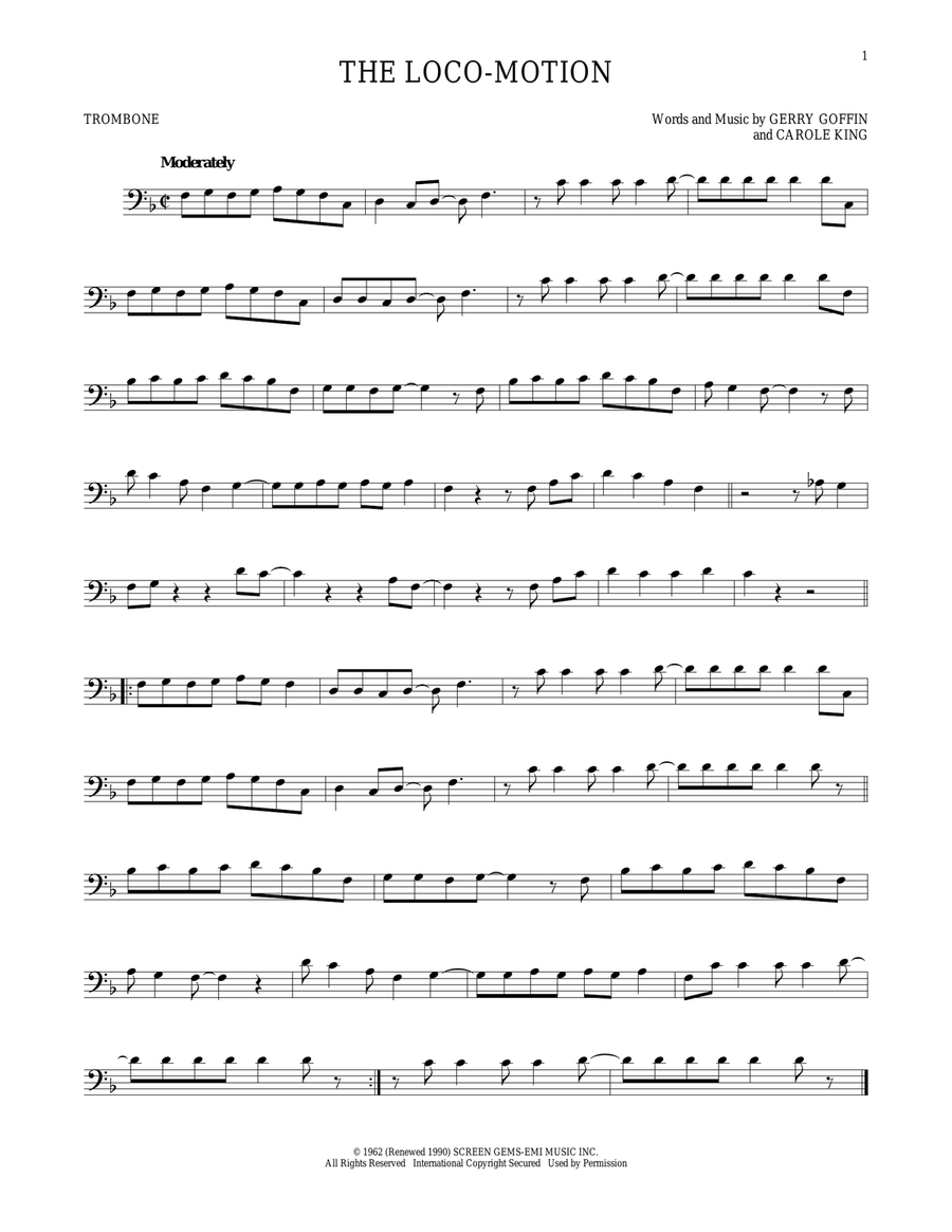 The Loco-Motion The Loco-Motion Trombone Solo scores gallery preview page 1