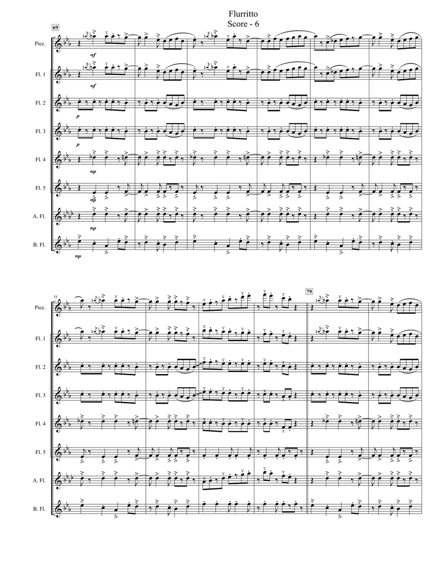 Flurrito (for Flute Choir) Flute Choir scores gallery preview page 6