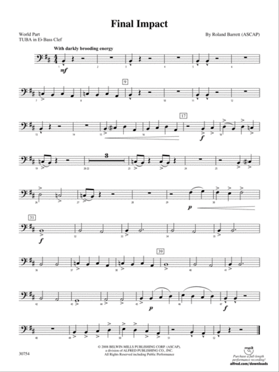 Final Impact: (World Part) E-flat Tuba B.C. Concert Band scores gallery preview page 1