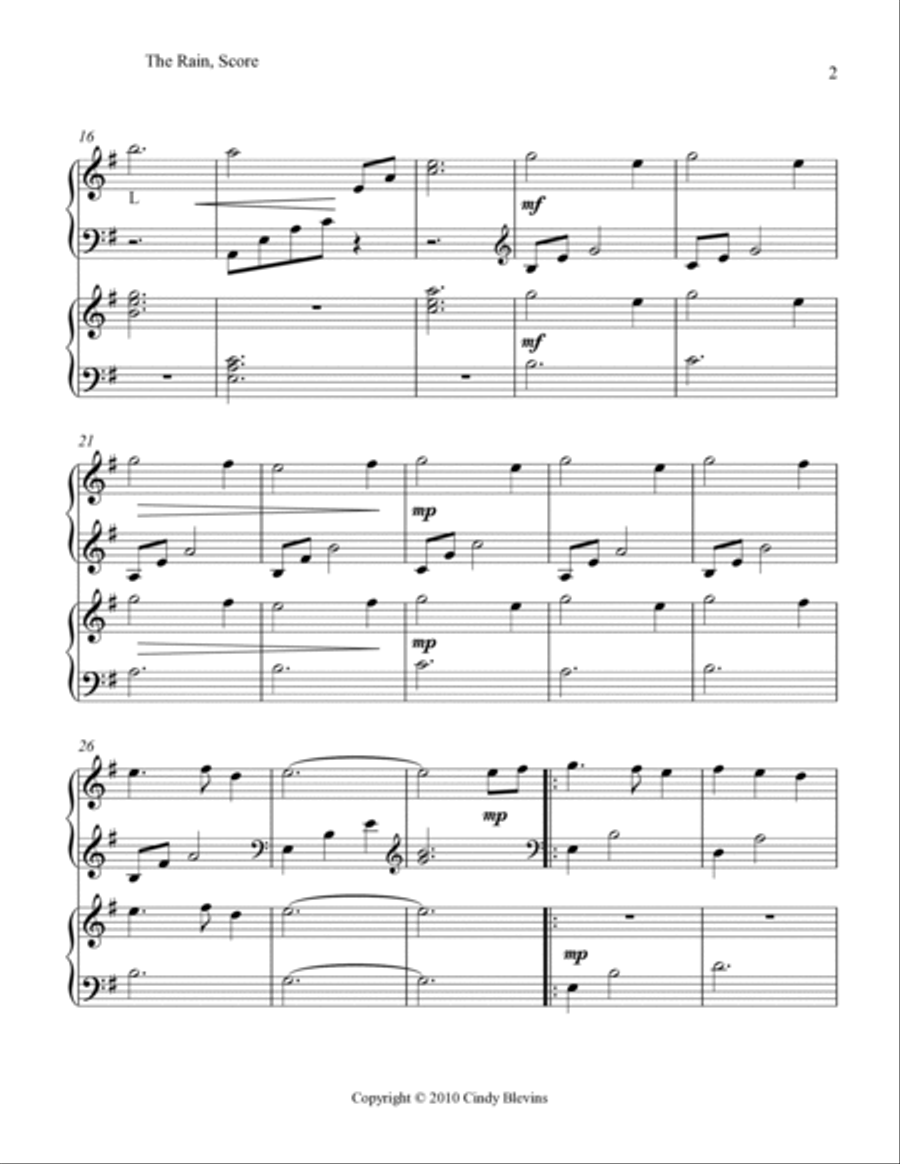 The Rain, Harp Duet Harp scores gallery preview page 3