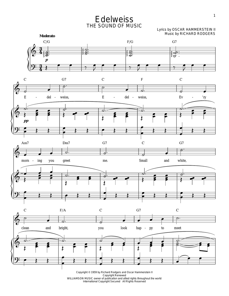 Edelweiss Edelweiss Piano, Vocal scores gallery preview page 1