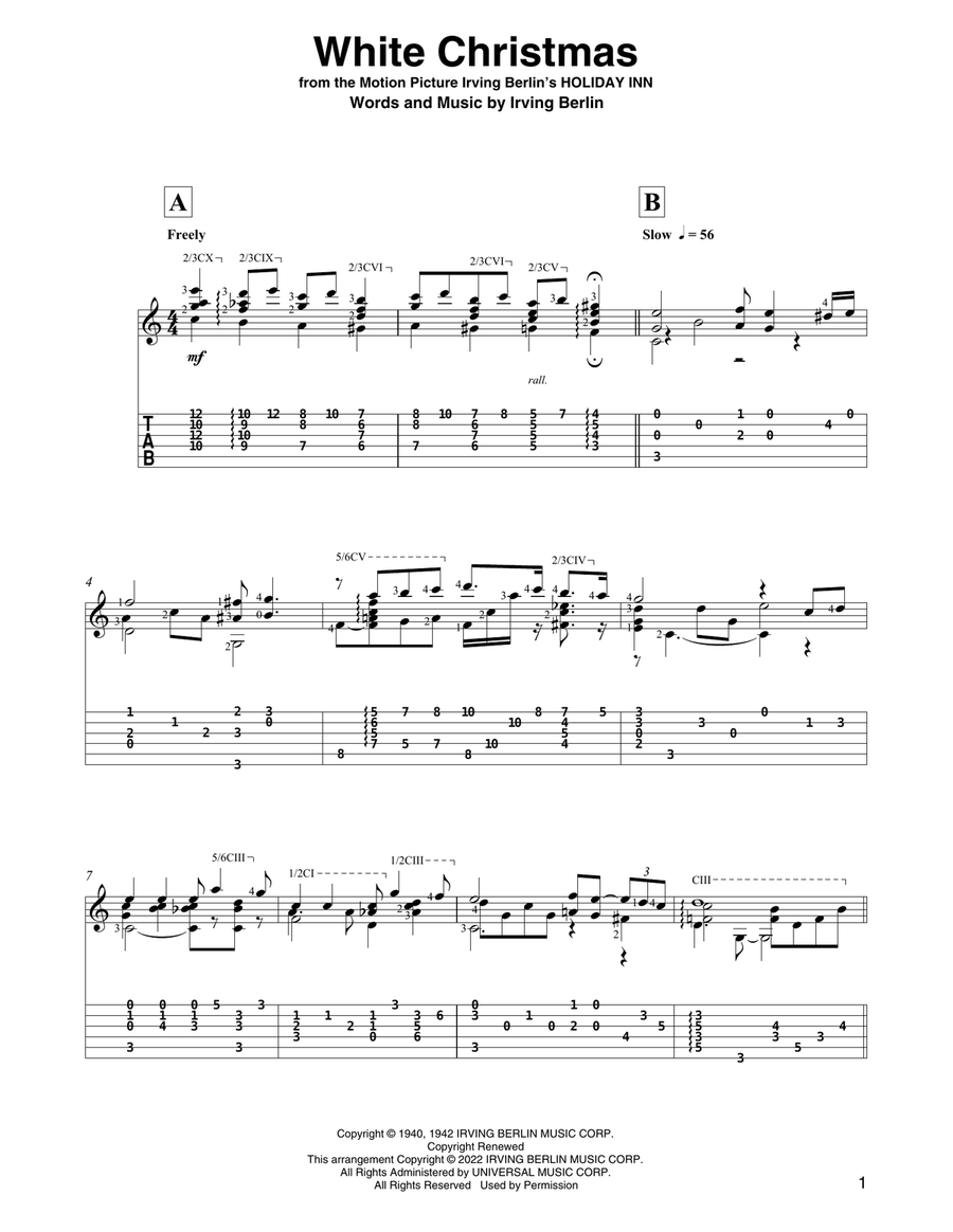 White Christmas (arr. David Jaggs) Guitar Solo scores gallery preview page 1