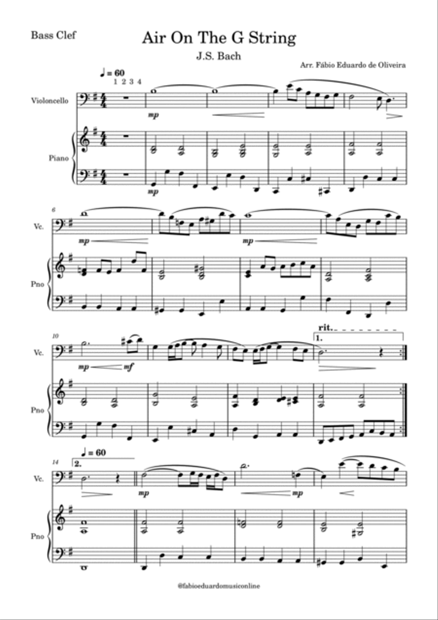 Air On The G String (Bach) - PDF Sheet Music + MP3 Playback Piano scores gallery preview page 2