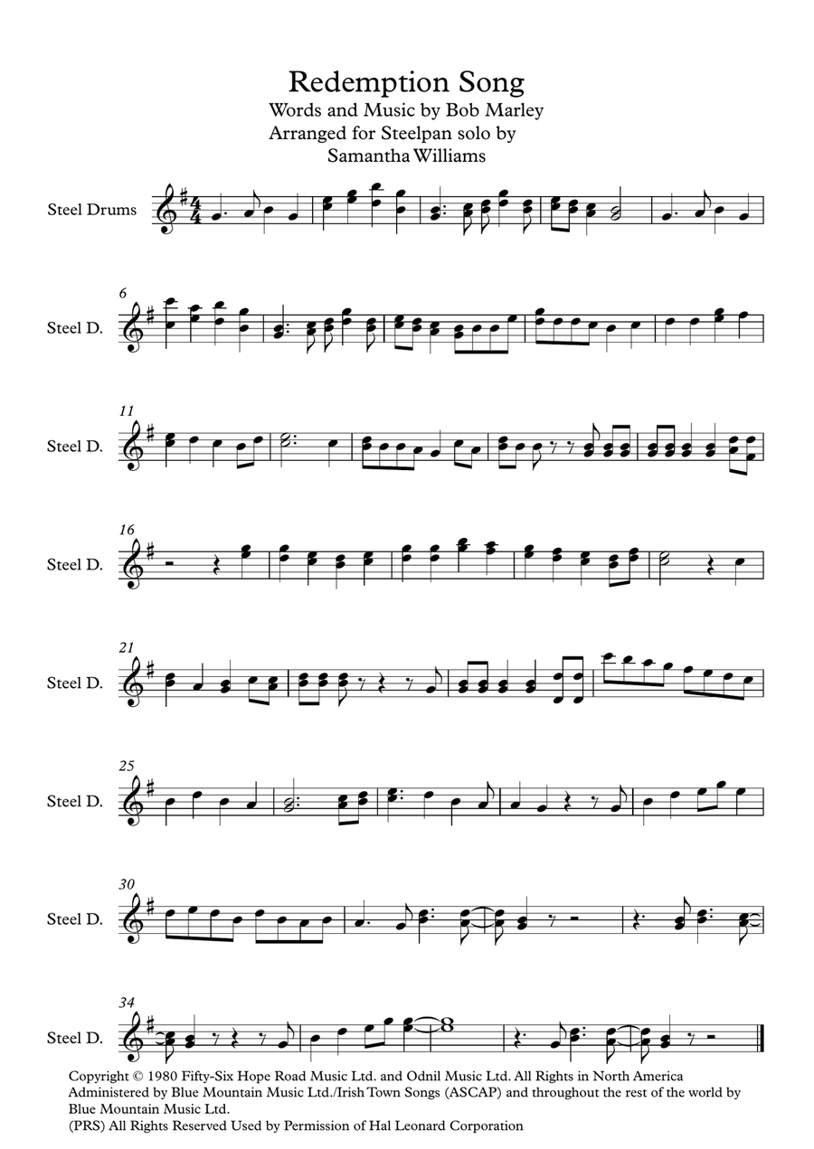 Redemption Song Small Ensemble scores gallery preview page 1