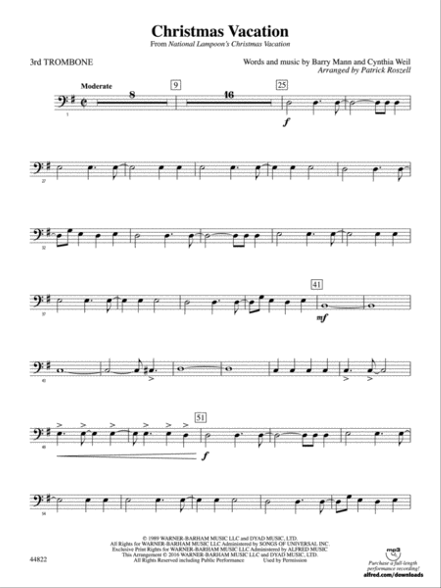 Christmas Vacation: 3rd Trombone Full Orchestra scores gallery preview page 1