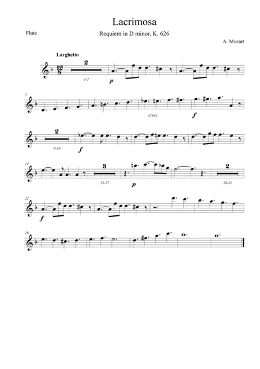 Mozart: Requiem K.626 6.Lacrimosa Orchestra scores gallery preview page 6