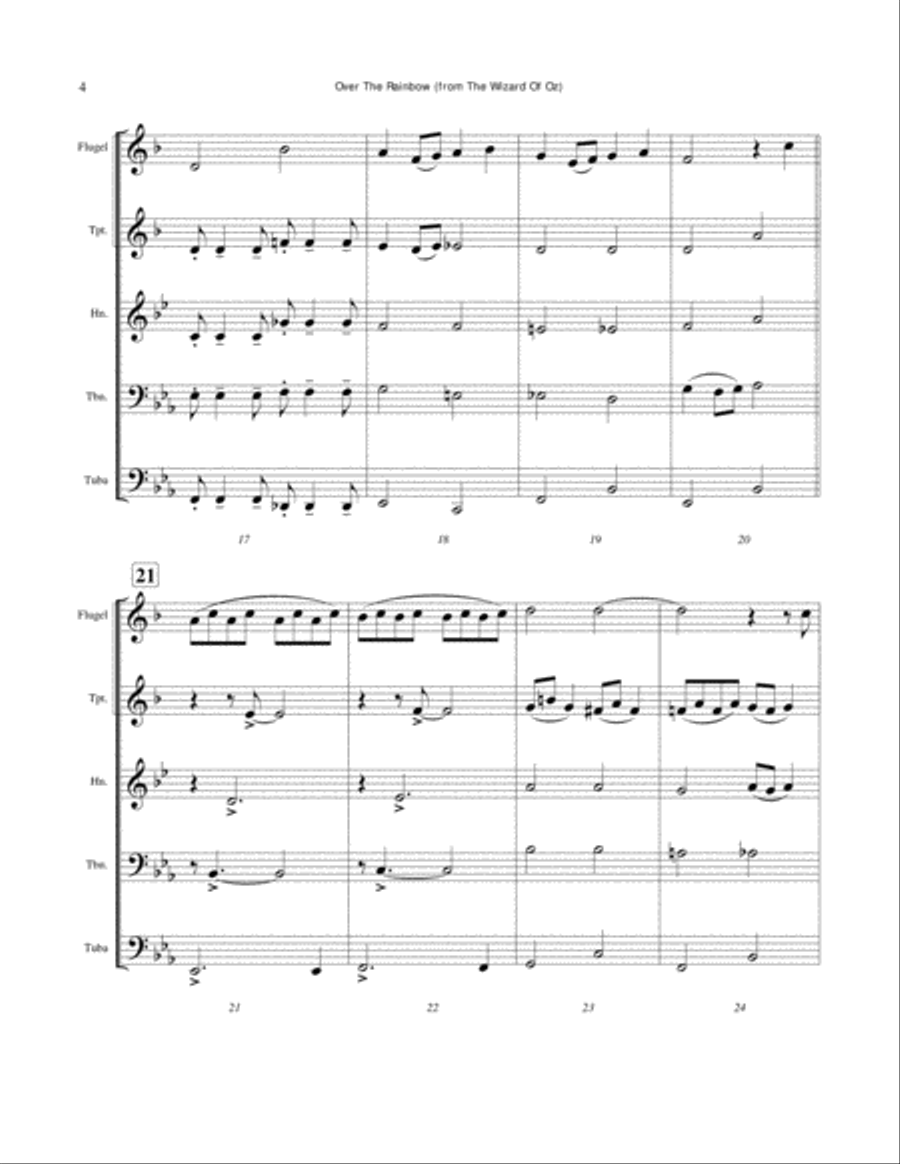 Over The Rainbow (from The Wizard Of Oz) Brass Ensemble scores gallery preview page 4