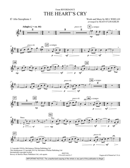The Heart's Cry (from Riverdance) - Eb Alto Saxophone 1