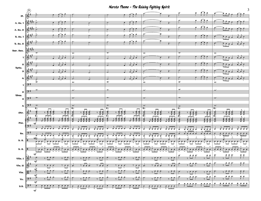 Naruto Theme - The Raising Fighting Spirit Jazz Ensemble scores gallery preview page 3