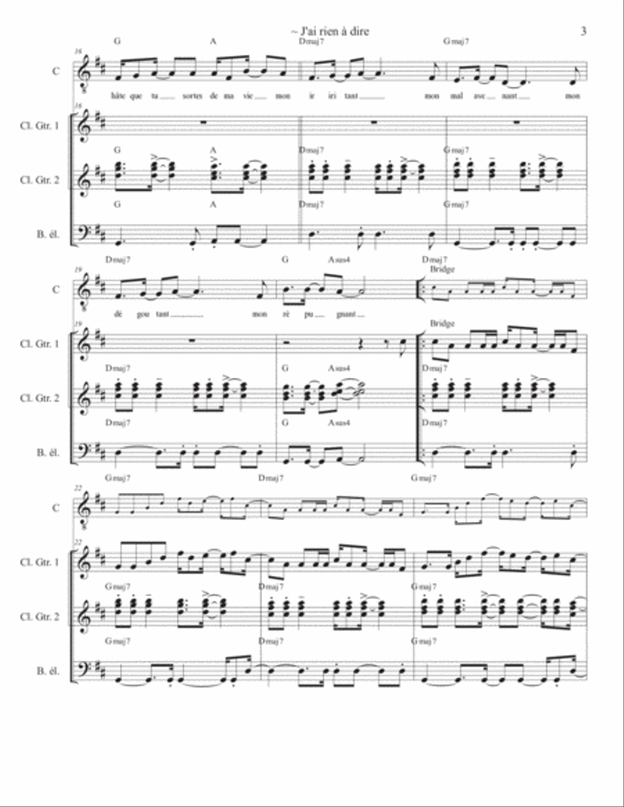 J'ai rien à dire J'ai rien à dire Electric Guitar scores gallery preview page 3