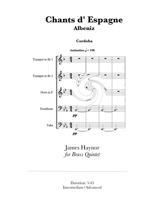 Book cover for Chants D' Espagne - Cordoba for Brass Quintet