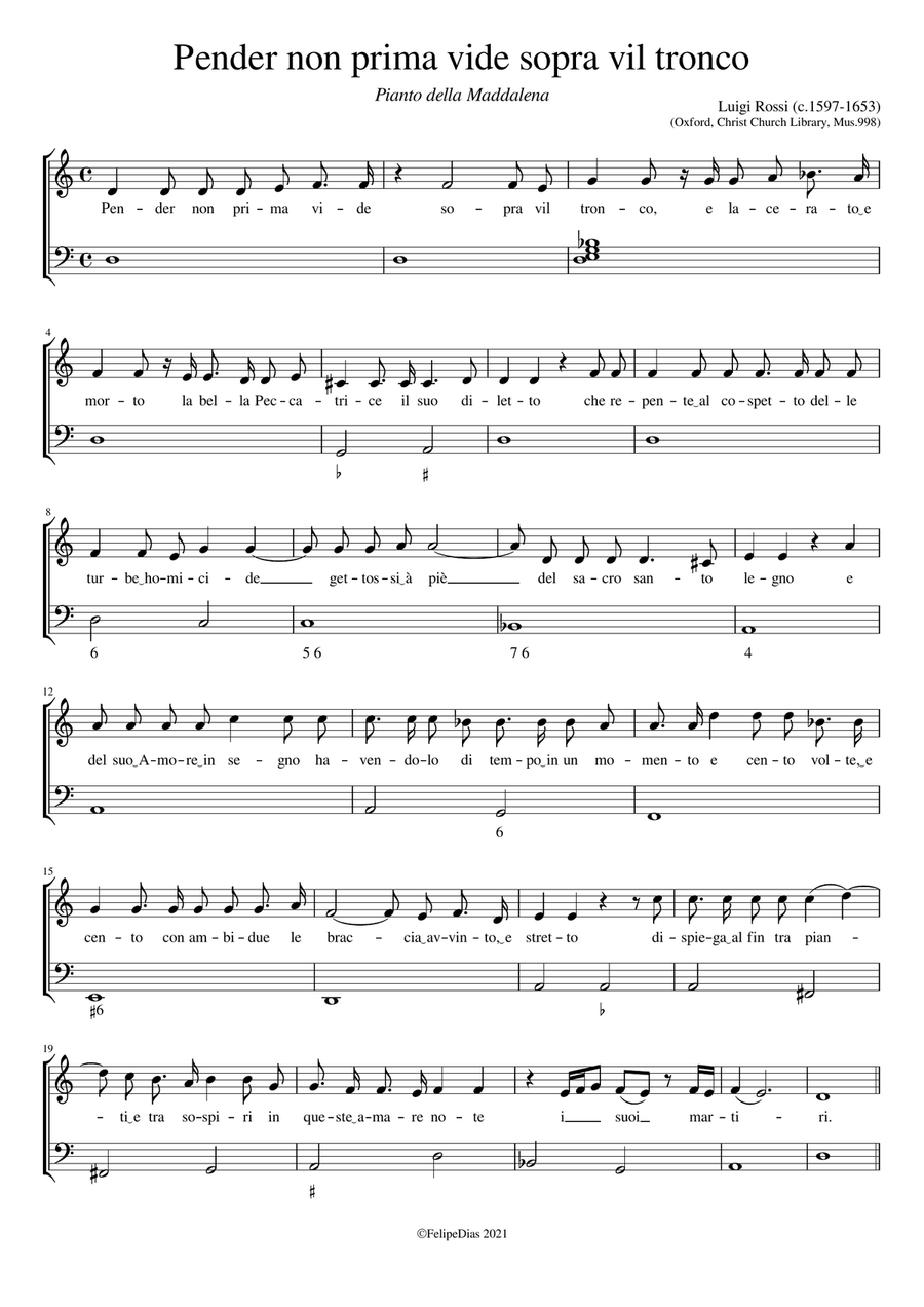Pianto della Maddalena: Pender non prima vide sopra vil tronco Voice Solo scores gallery preview page 1