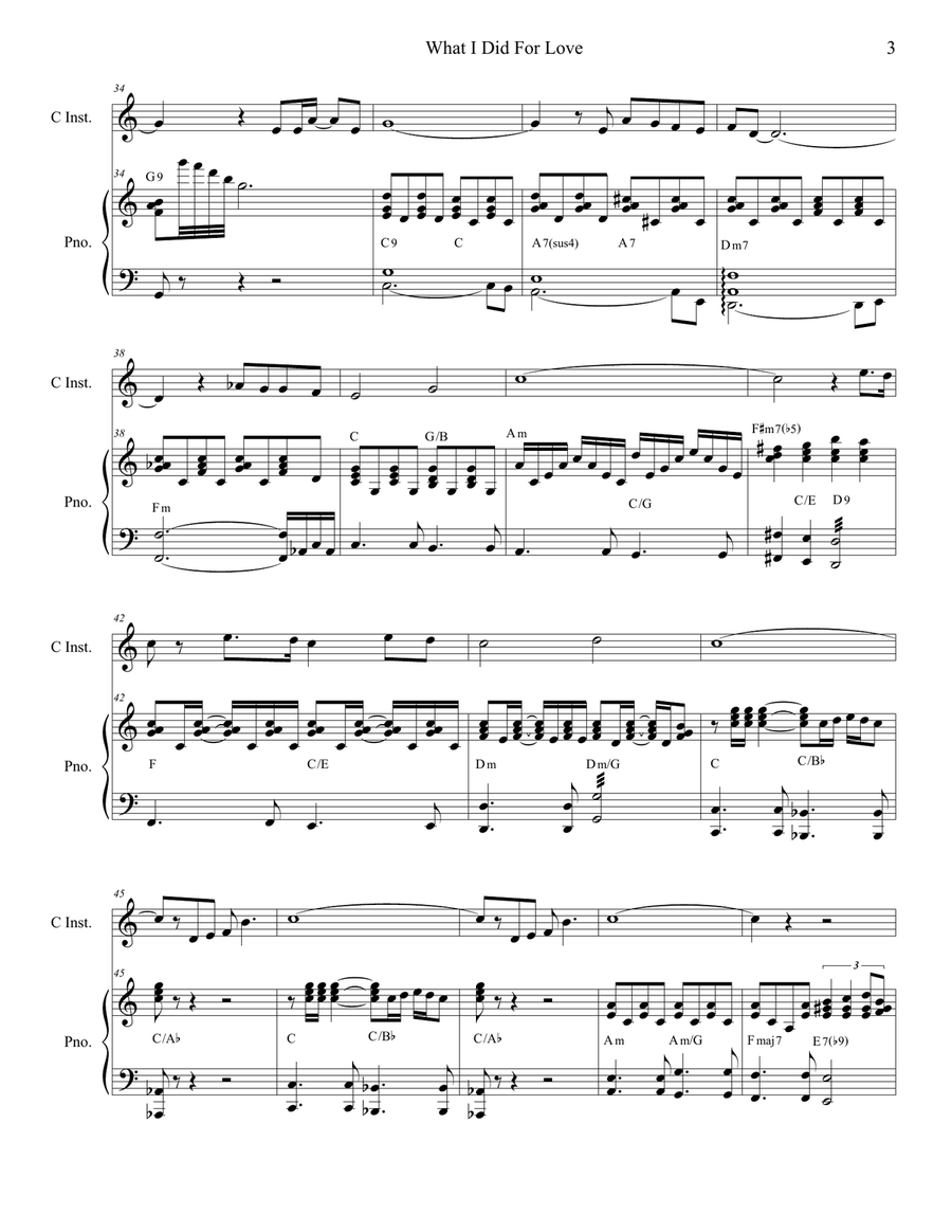 What I Did For Love Piano scores gallery preview page 3