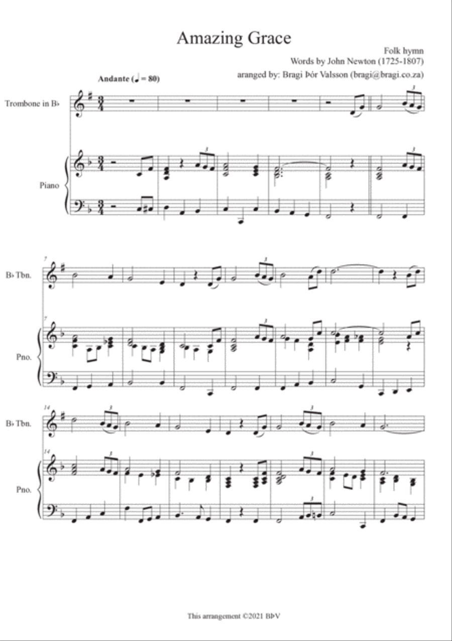 Five Sacred Songs - trombone with piano accompaniment image number null