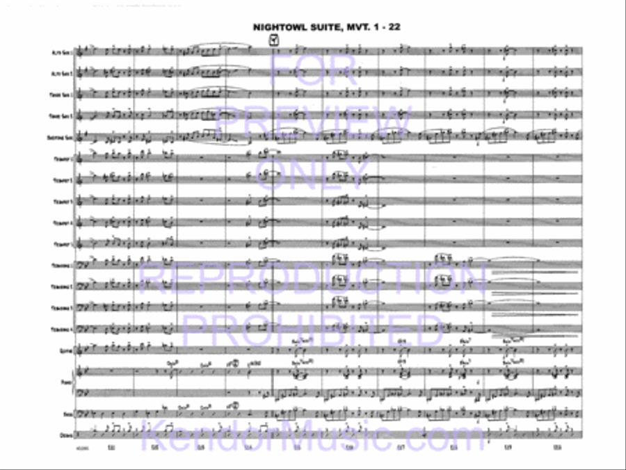 Nightowl Suite, Movement 1 (11 p.m. - Searching For Birdland) Jazz Ensemble scores gallery preview page 24