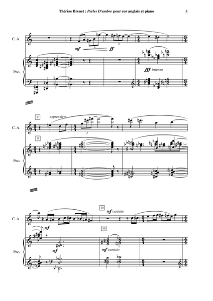 Thérèse Brenet - Perles d'Ambre for english horn in F and piano