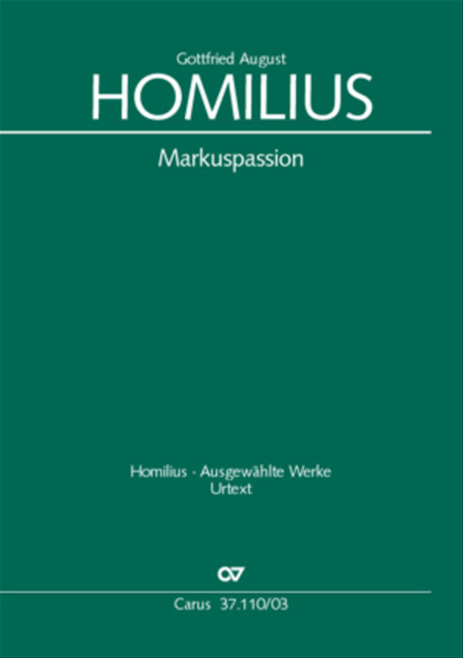 Markuspassion. Werkausgabe Reihe 1, Bd. 7 (Homilius) 4-Part scores gallery preview page 1
